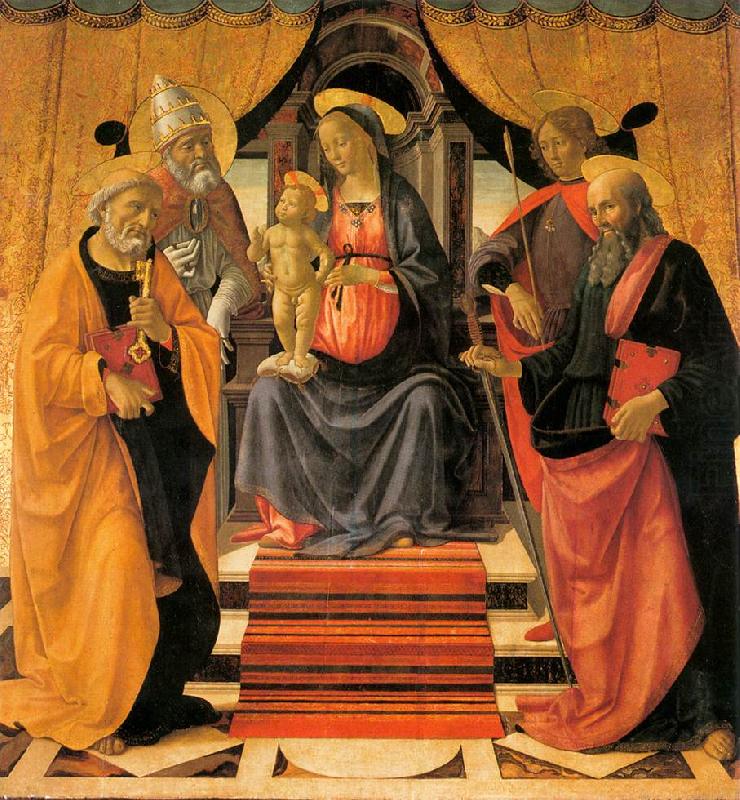GHIRLANDAIO, Domenico Madonna and Child Enthroned with Saints china oil painting image